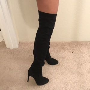 Over the knee black boots- suede feel (6.5)
